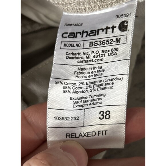 Carhartt Shorts Mens 38 Tan Work Carpenter Utility Duck Canvas BS3652-M - Picture 11 of 11